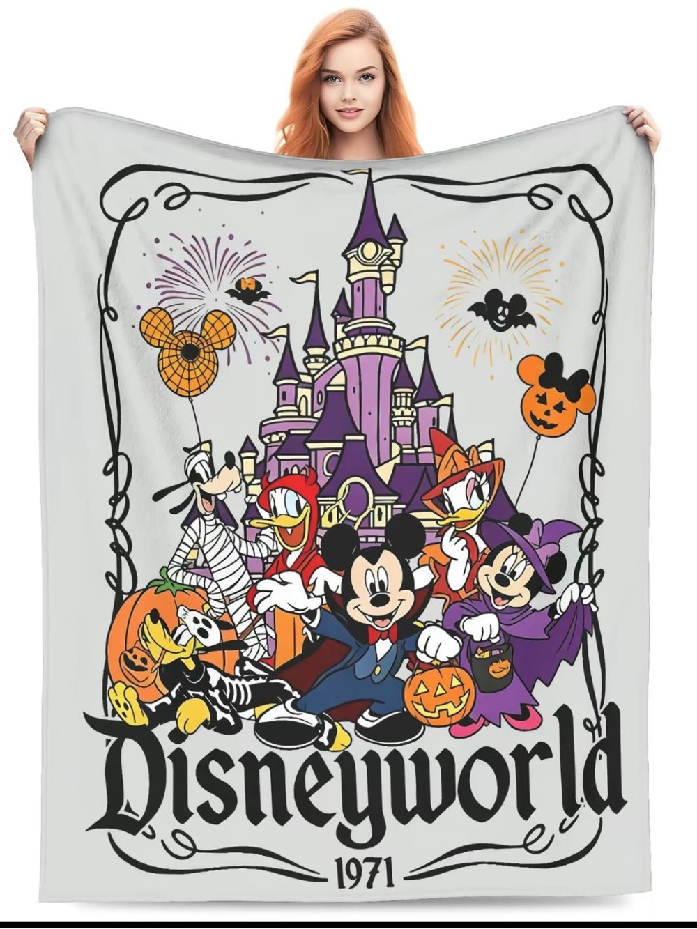 NWT- Large- Disney- Halloween Characters Disneyworld Throw Blanket - 60x80